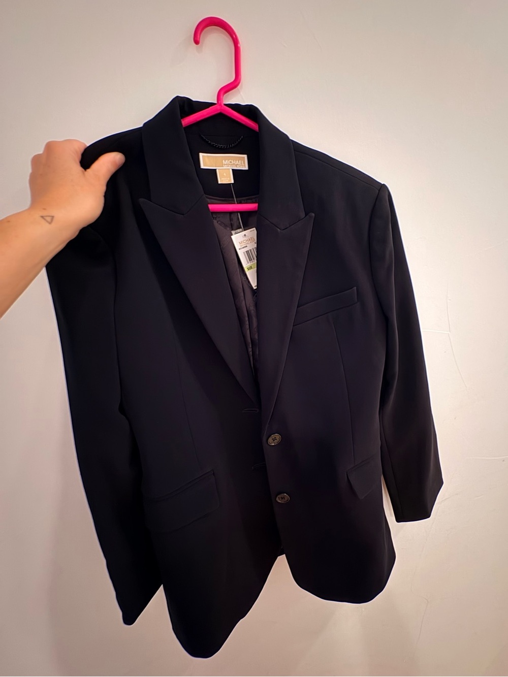 MICHAEL Michael Kors Black Single-Breasted Blazer with Notch Lapels